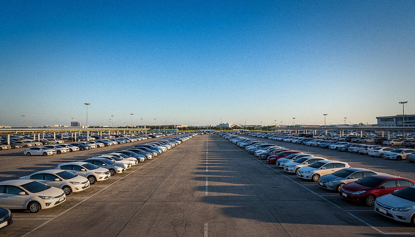 Two international car rental brand counters side by side in an airport