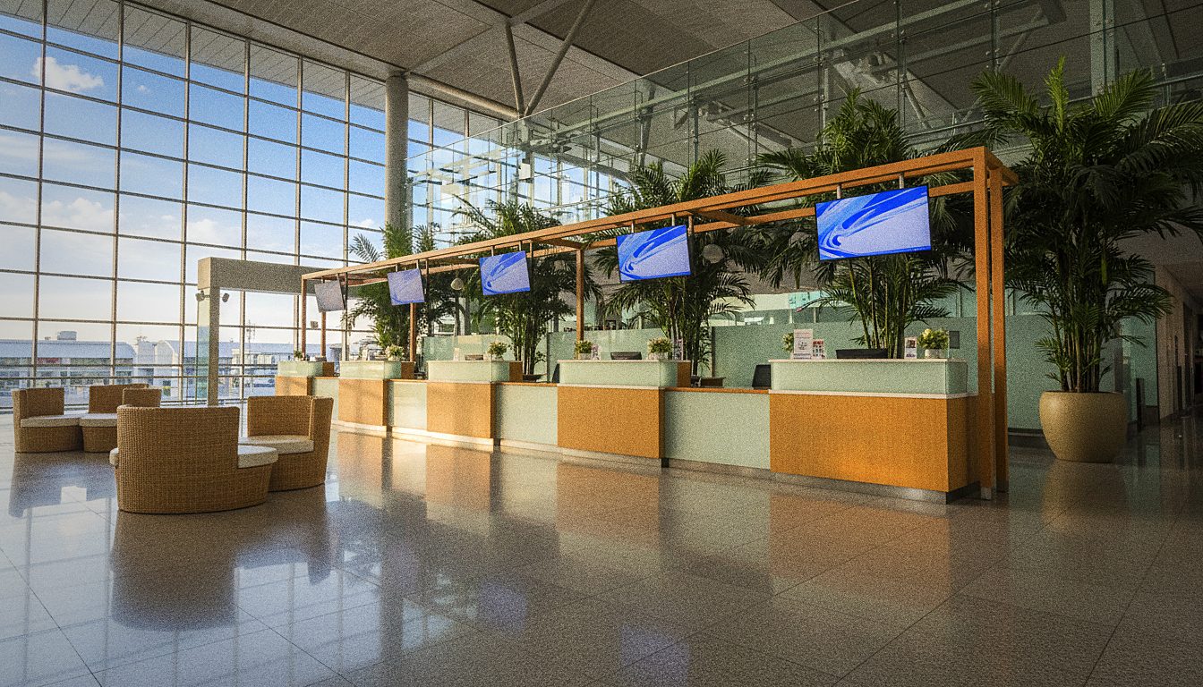 Car rental desks in Terminal 2 arrivals at Don Mueang Airport