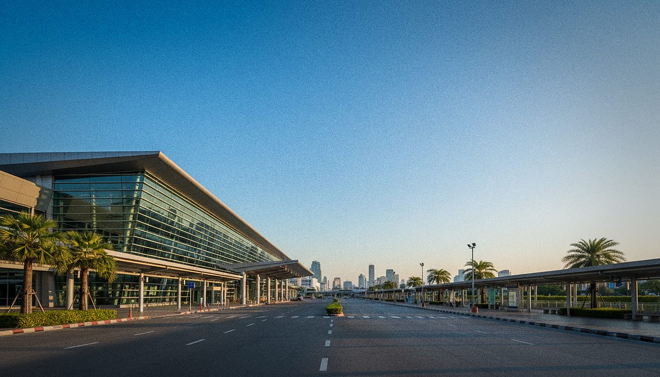 Don Mueang International Airport terminal frontage in Bangkok
