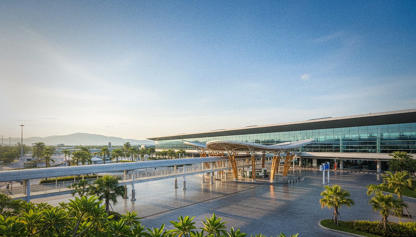 Arrivals area at Krabi Airport with transfer meeting point