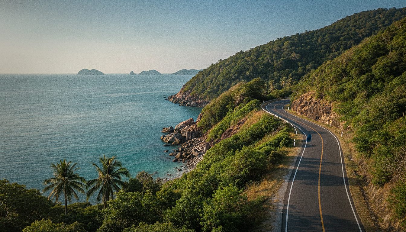 Coastal road on Phuket island near the west-coast beaches