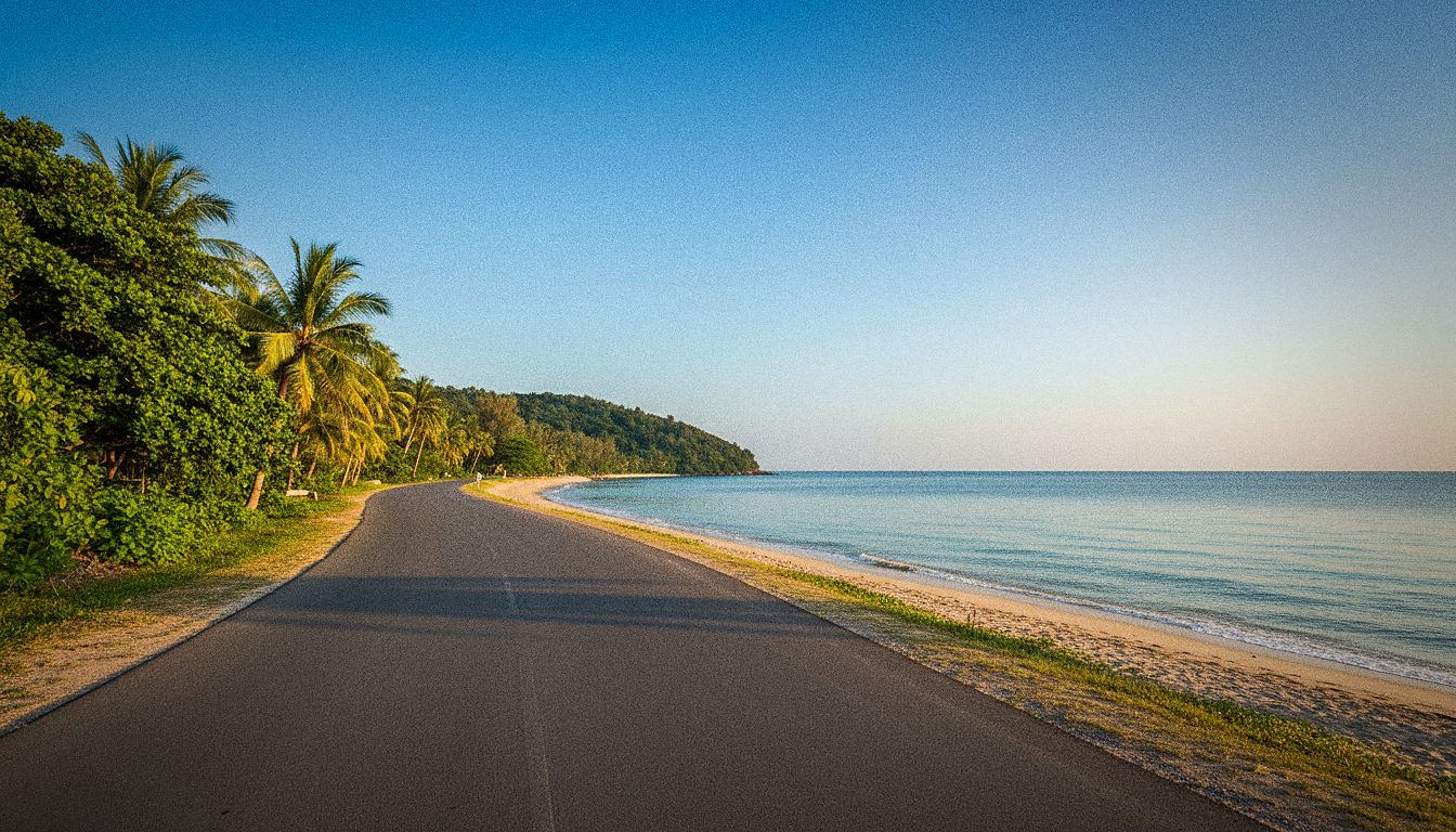 Coastal ring road on Koh Samui near the beaches