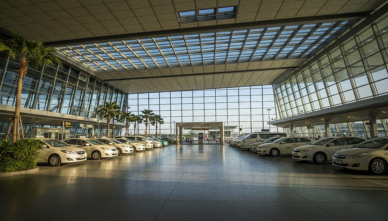 Public taxi rank on the lower level of Suvarnabhumi Airport